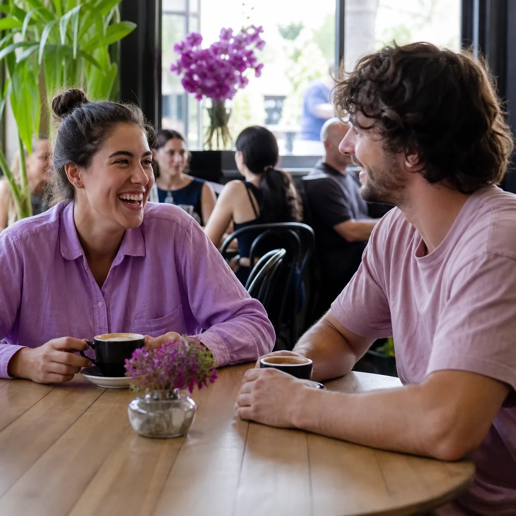 Two adults arranging a first meeting on their phones